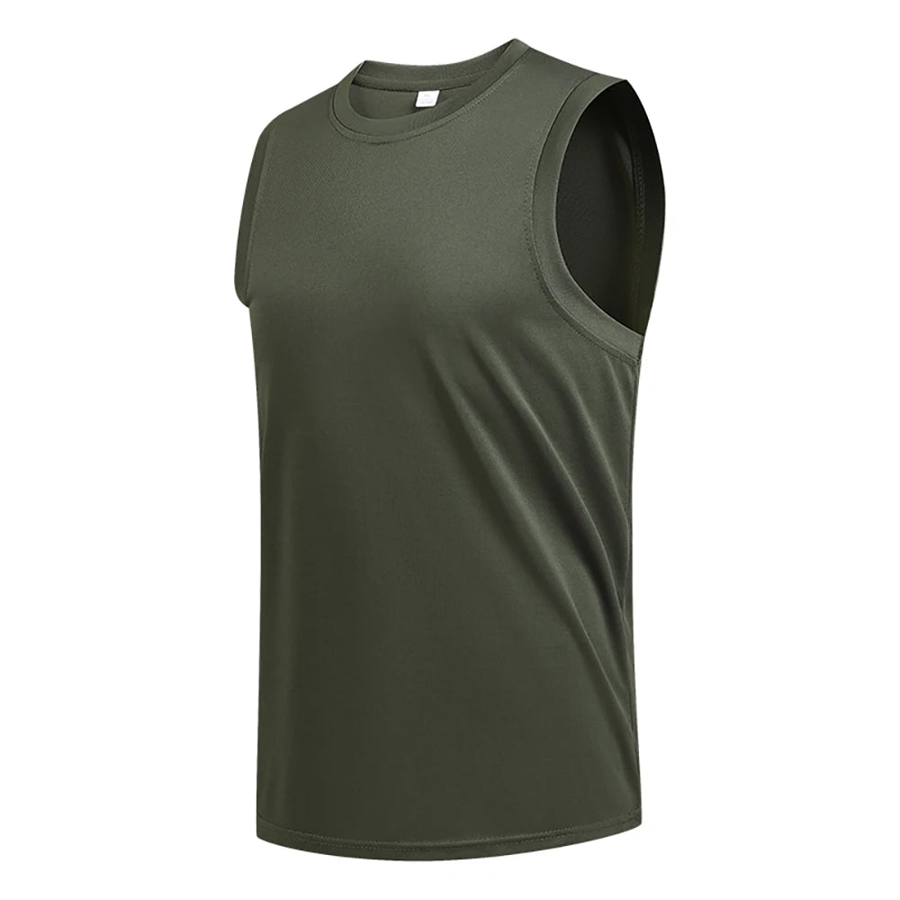 Men's New Large Size Breathable Ice Silk Quick Dry Sleeveless Vest Round Neck Casual Running Fitness M-8xl Summer Sports T-Shirt