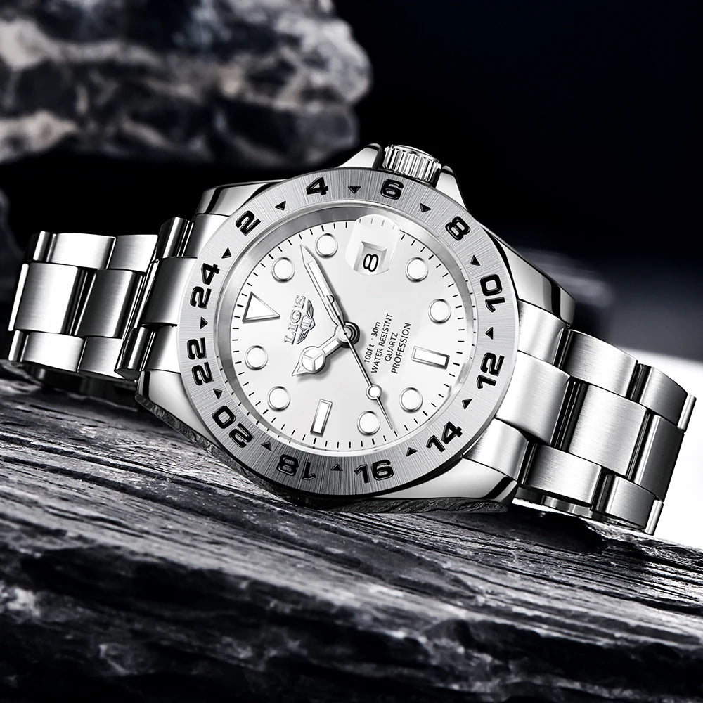LIGE Hot Sell Men Watch Sport Mens Watches Top Brand Luxury  Military Waterproof Full Steel Quartz Clock Men Relogio Masculino