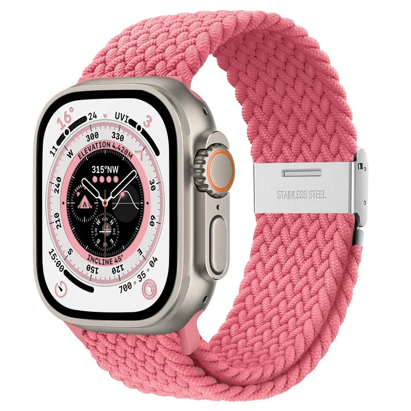 Braided solo loop strap For Apple watch band 44mm 40mm 45mm 41mm 42mm Nylon correa bracelet iWatch series 8 9 4 5 SE 6 7 Ultra 2