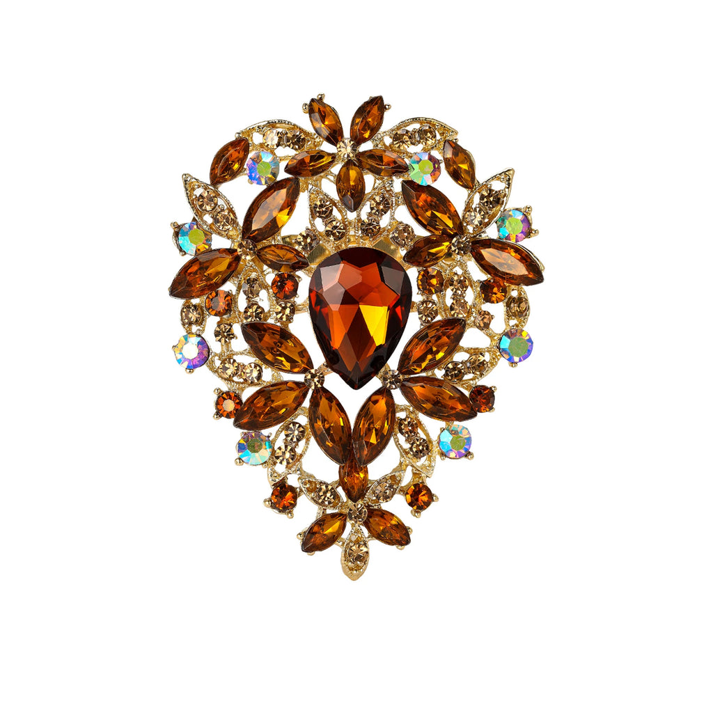 Creative Crown Brooch High-end Alloy Women's Corsage Women's Colorful Rhinestone and Water Drop Jewelry