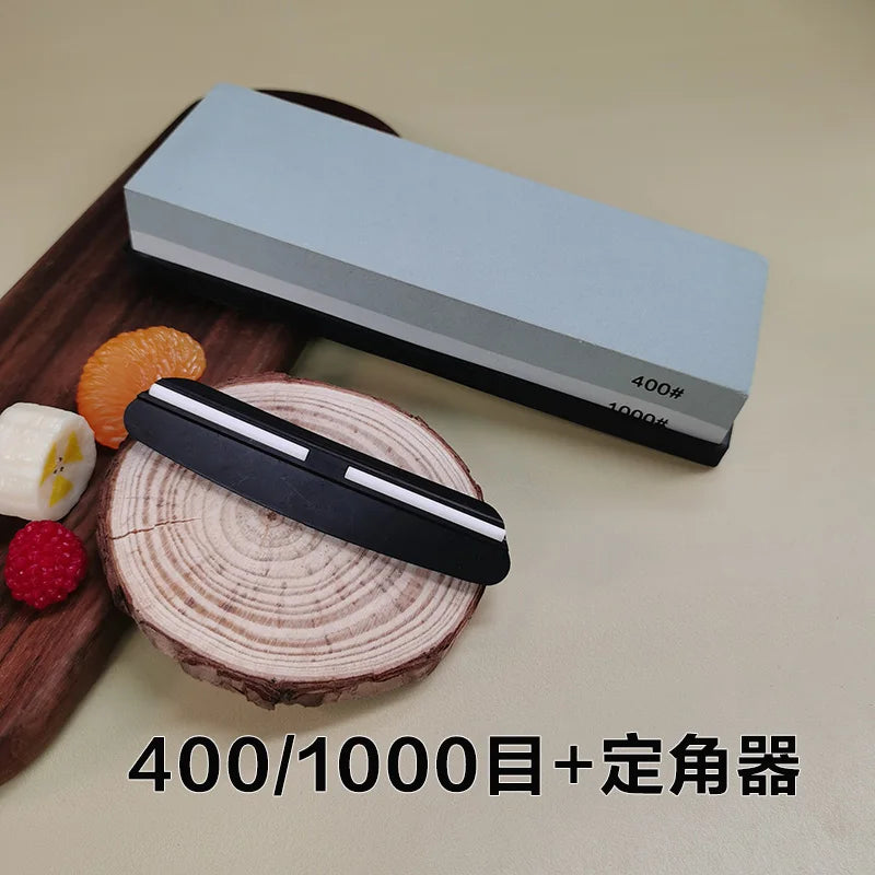 Professional Knife Sharpening Stone Kit 400/1000 3000/8000 Grit Non-slip Bamboo Base Double-side Knife Whetstone Angle Guide