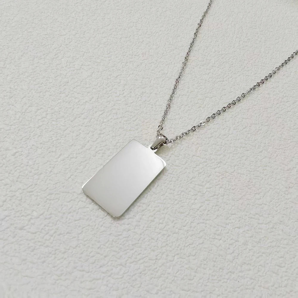 New10 pcs mirror polished bar shaped nameplate pendant necklacestainless steel personalized DIY custom name logo pendant necklac