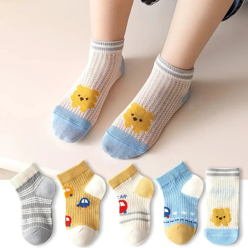 Kids Socks 5 Pairs/Lot Spring Summer Cotton Girls Socks Cute Flowers Pattern for Children Baby Little Girl Clothing Accessories