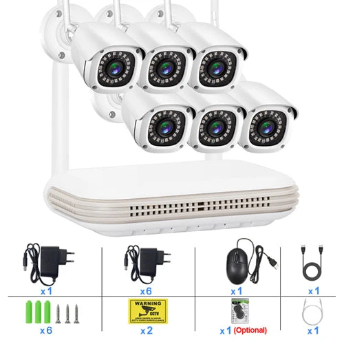 Ultra Wide WiFi Range Kit Camera 3MP H.265+2.8mm Wide Angle Ultra Clear Infrared Night Vision Closed Circuit Television 8-way