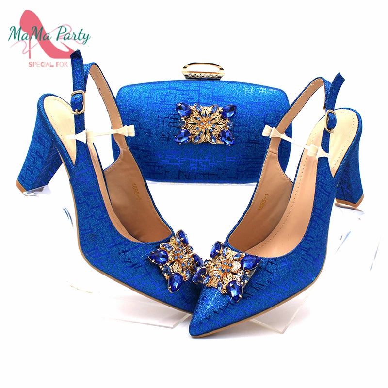 Fashionable Italian Shoes and Bag Set African Sets Champagne Color Nigerian Shoes with Matching Bags for Royal Wedding Party