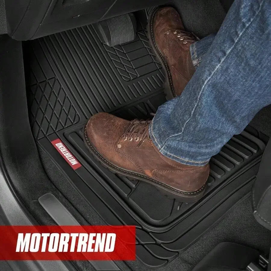 Advanced Black Rubber Car Floor Mats Heavy Duty Trim To Fit All Weather Floor Mats For Cars Truck SUV Automotive Car Interior