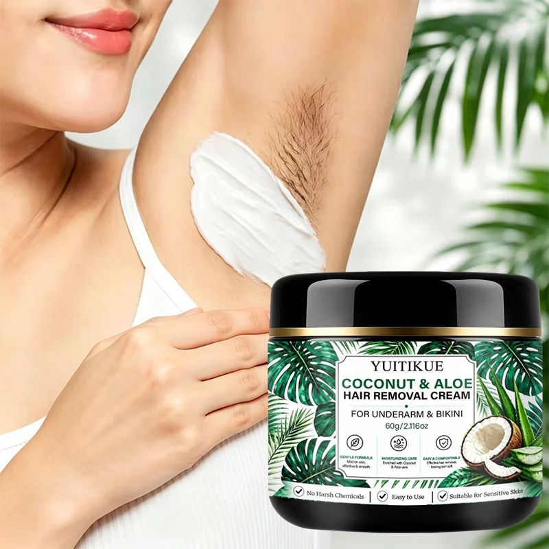 YUITIKUE 60g Coconut Aloe Hair Removal Cream - Gentle Moisturizing Care for Underarm Body Skin