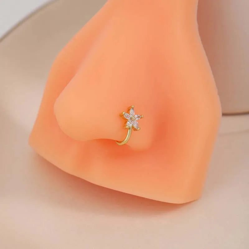 1Pc Chic U-Shape Non-Piercing Nose Ring for Women Simple Hip Hop Shiny Zircon Fake Nose Clip Body Piercing Jewelry Accessories