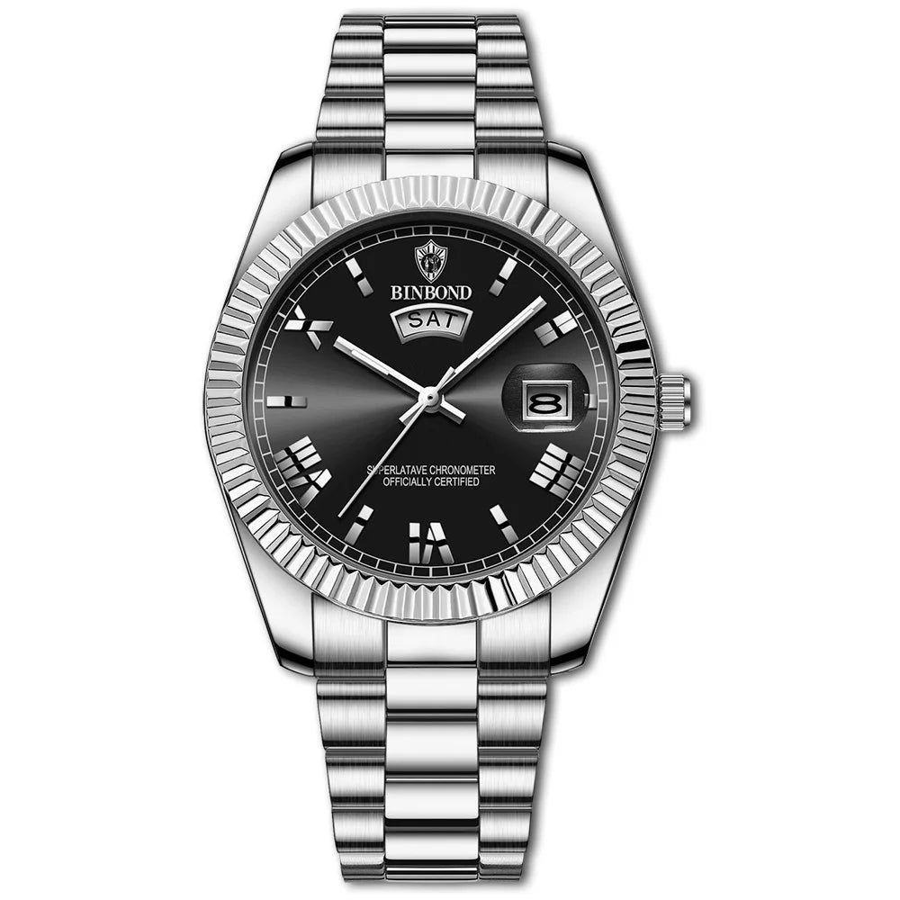 BINBOND Luxury Precise Quartz Wristwatches for Men Luminous Waterproof Week Auto Date Men's Watch Durable Fashion Casual Reloj