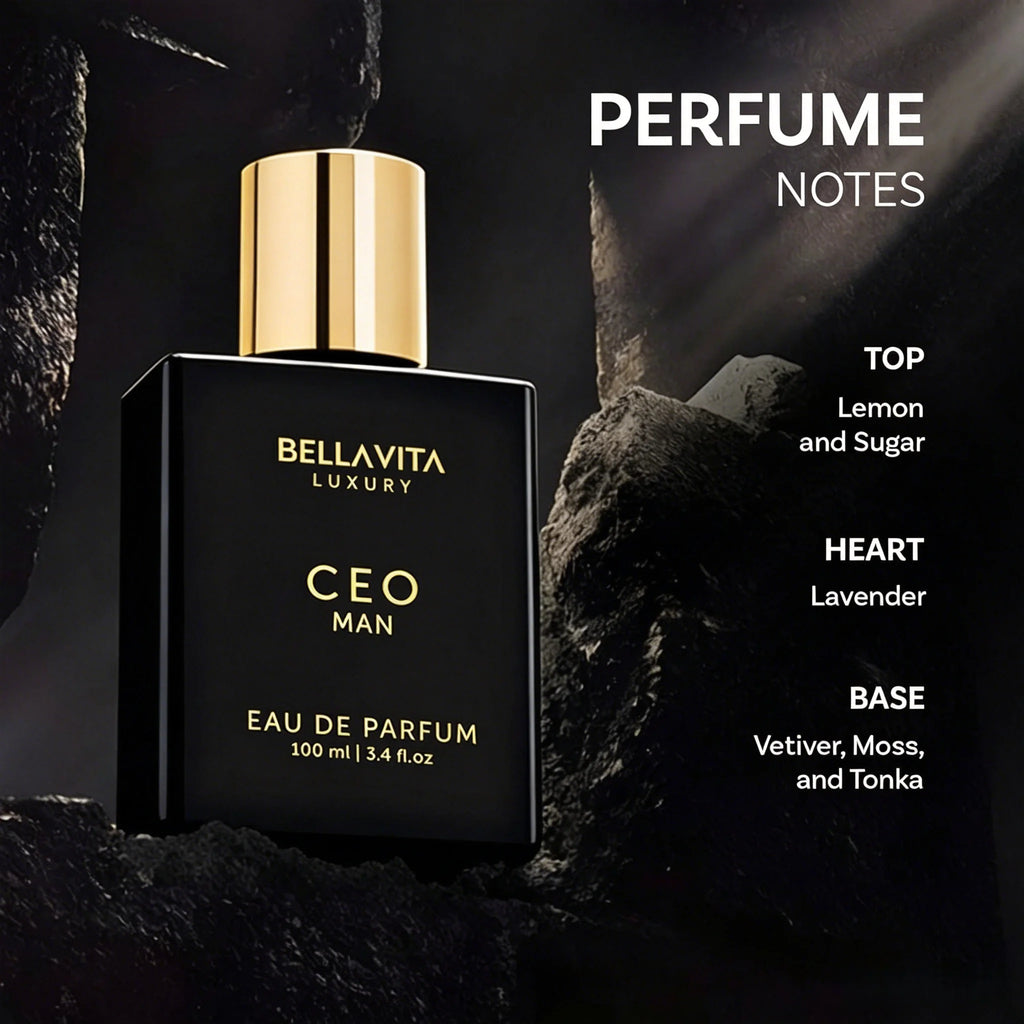 Bellavita Luxury CEO MAN Eau de Parfum | 100 ml (3.4 fl.oz.) | Perfume for Men | Mandarin, Lemon, Lavender, and Vetiver Notes | Long Lasting Men's Fragrance | Gift for Father's Day