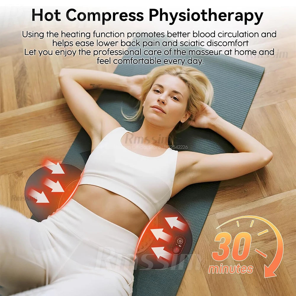 3-in-1 Electric Lumbar Support Pillow with Heat,Vibration &Traction,Waist Relief Waist Support Back Pillow Waist Protection Pad