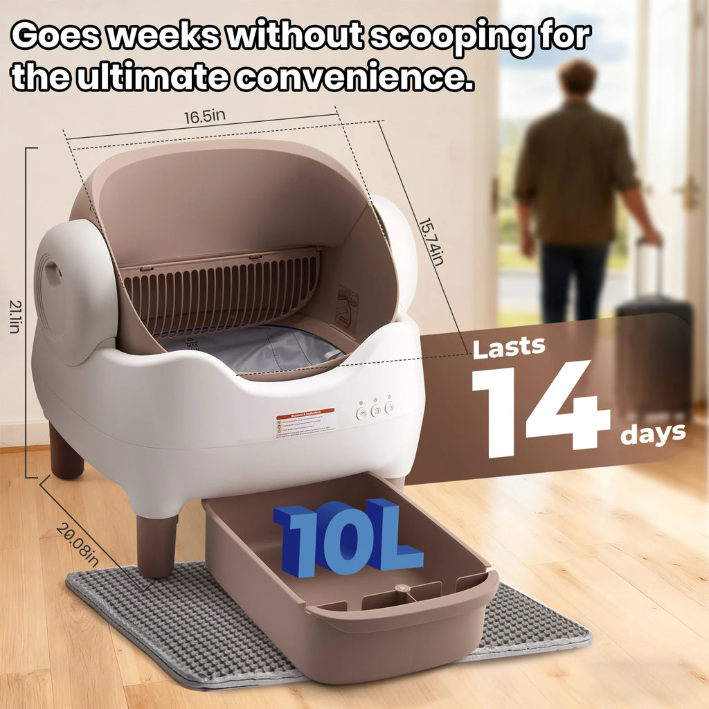 Automatic Self Cleaning Cat Litter Box with APP Control, Open Top Design, Anti-Pinch & Odor-Free, for Multiple Cats