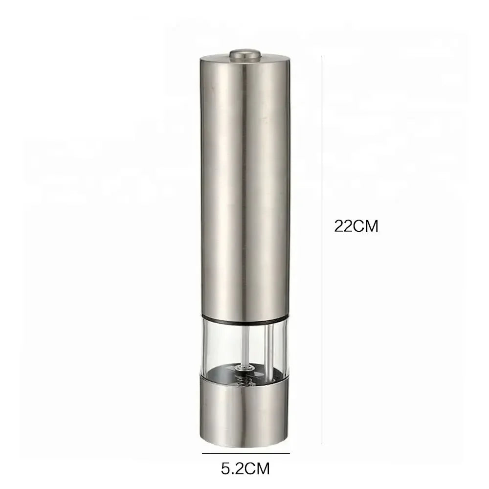 Stainless Steel Electric Pepper Grinder Salt and Pepper Mill Set for Black White Pepper Sichuan Peppercorn Rose Salt Grinding Seasoning Bottle Home Kitchen Spice Mill Tool Gadgets for Cooking Supplies Easy Use