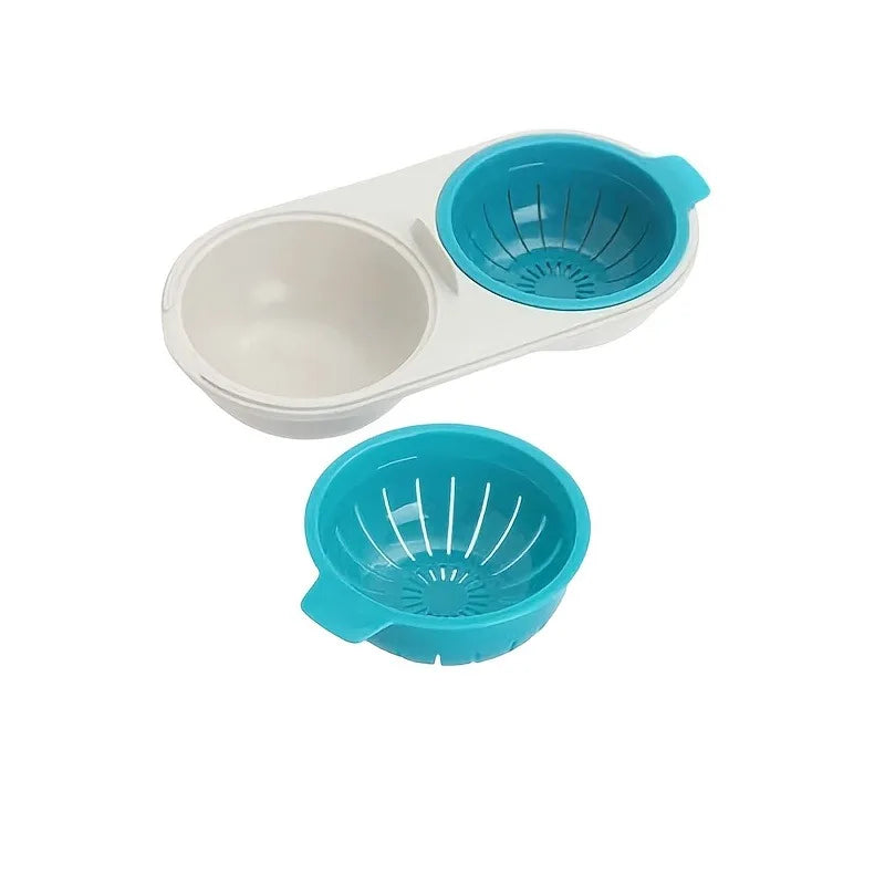New Creative Egg Poacher Food Grade Pans Double Cup Egg Boiler Steam Microwave Oven Set Kitchen Cooking Tools Kitchen Tools