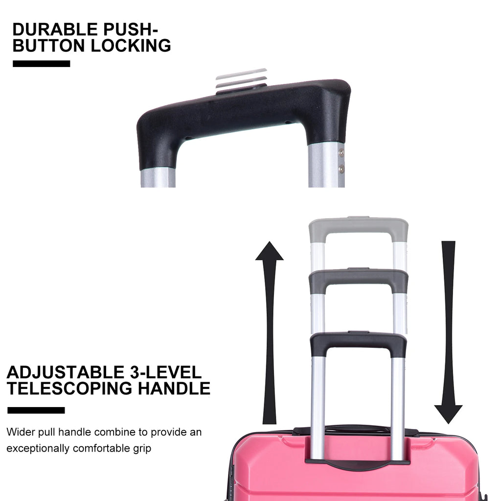 Travelhouse Hardshell Suitcase Spinner Wheels PP Luggage Sets Lightweight Suitcase With TSA Lock, 3-Piece Set (20/24/28)