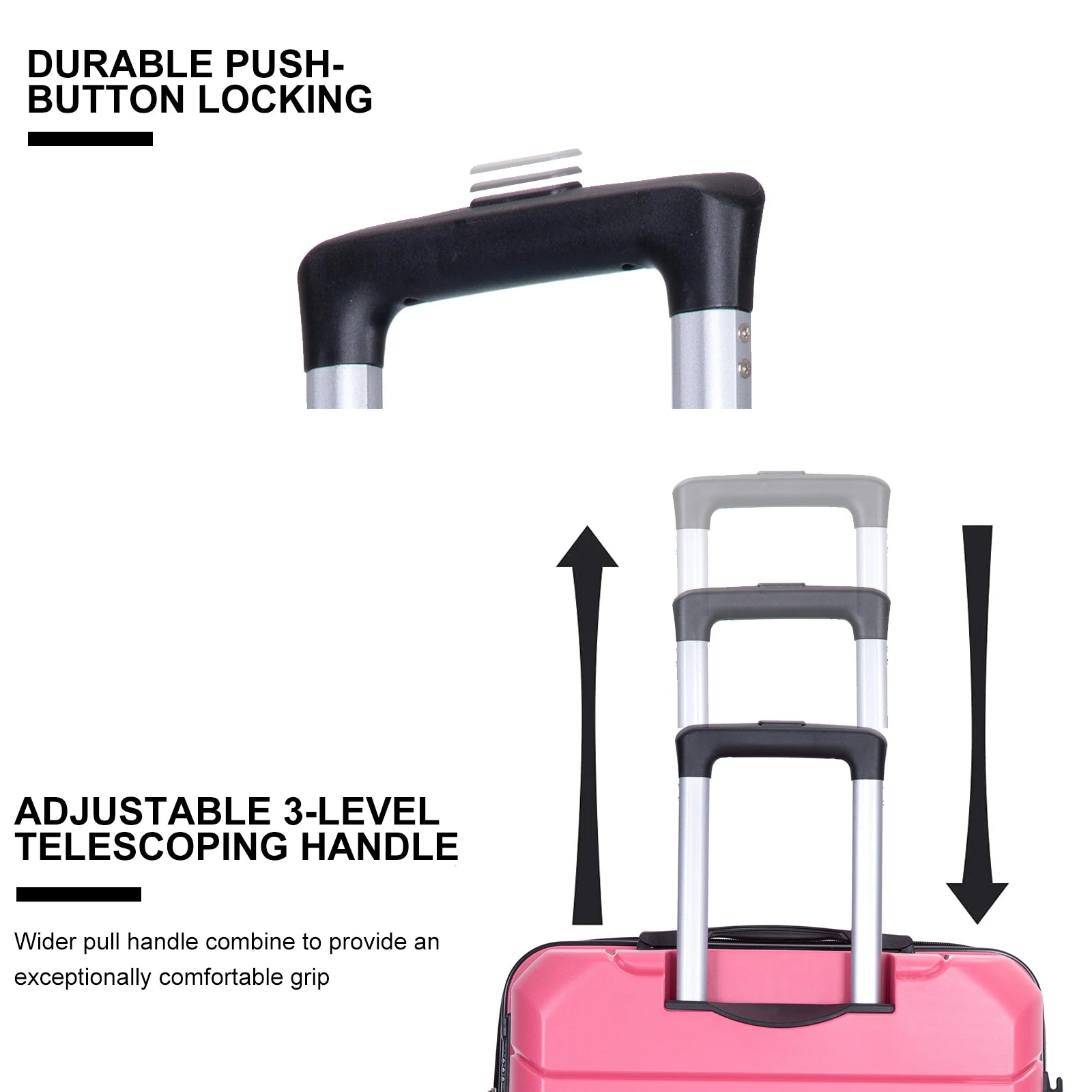 Travelhouse Hardshell Suitcase Spinner Wheels PP Luggage Sets Lightweight Suitcase With TSA Lock, 3-Piece Set (20/24/28)
