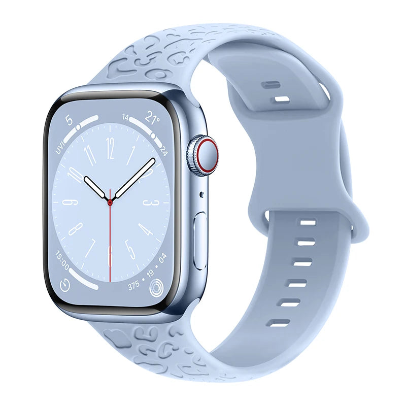 Engraved Band for Apple Watch 44MM 49mm 40mm 41 45mm 38/42mm Leopard Silicone Sport Strap for IWatch Series Ultra 8 7 6 SE 5 4 3