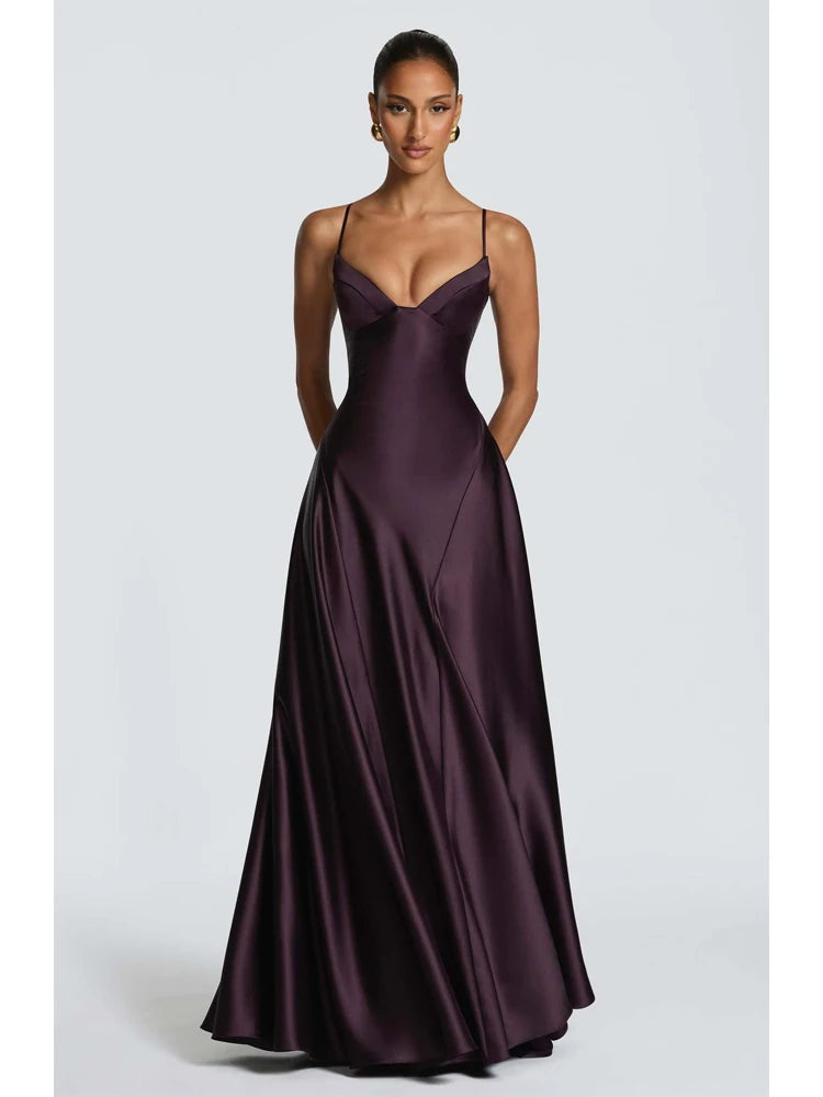 Women Satin One Shoulder Cutout Maxi Dress Elegant Green Ruched Mermaid Slim Fit Flowy Vestido 2026 Lady Summer Evening Dresses