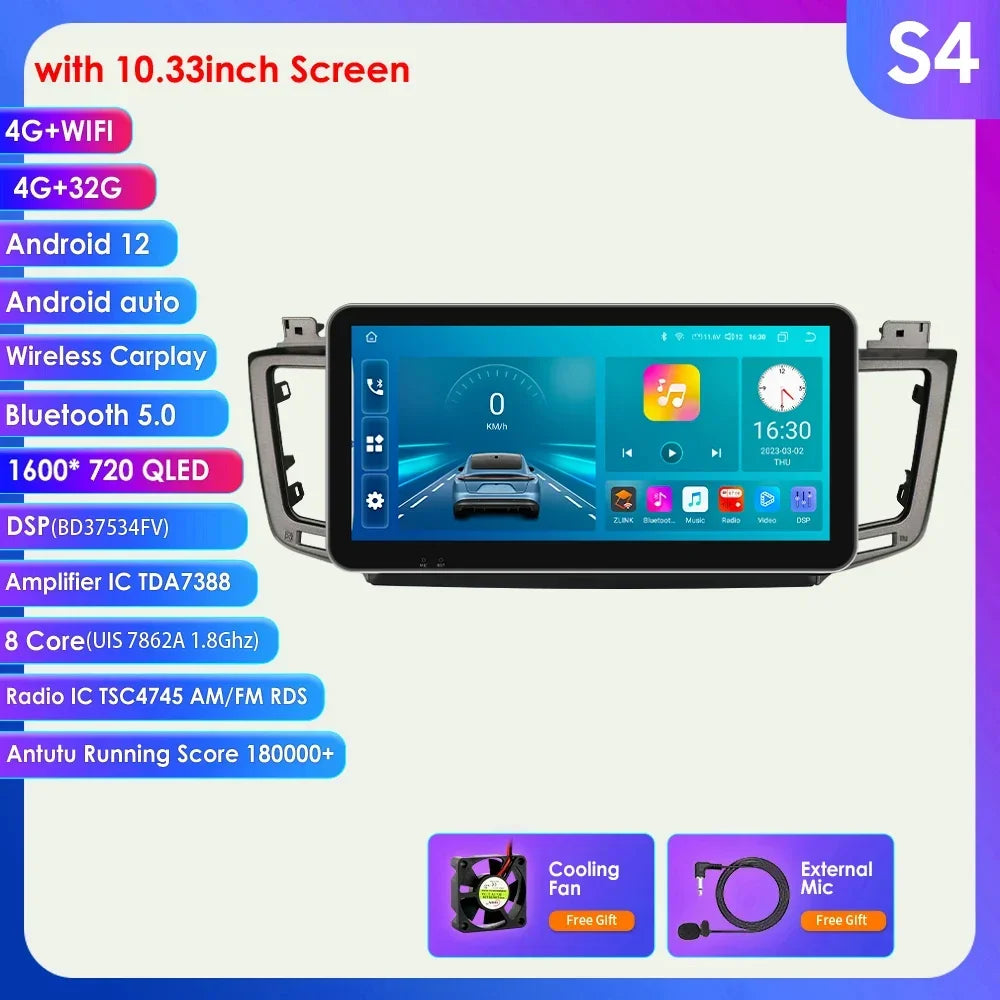 Android 12 Autoradio 7862 Dsp Carplay For Toyota RAV4 RAV 4 2013-2017 Multimedia Video player GPS Navi Stereo 2din QLED screen
