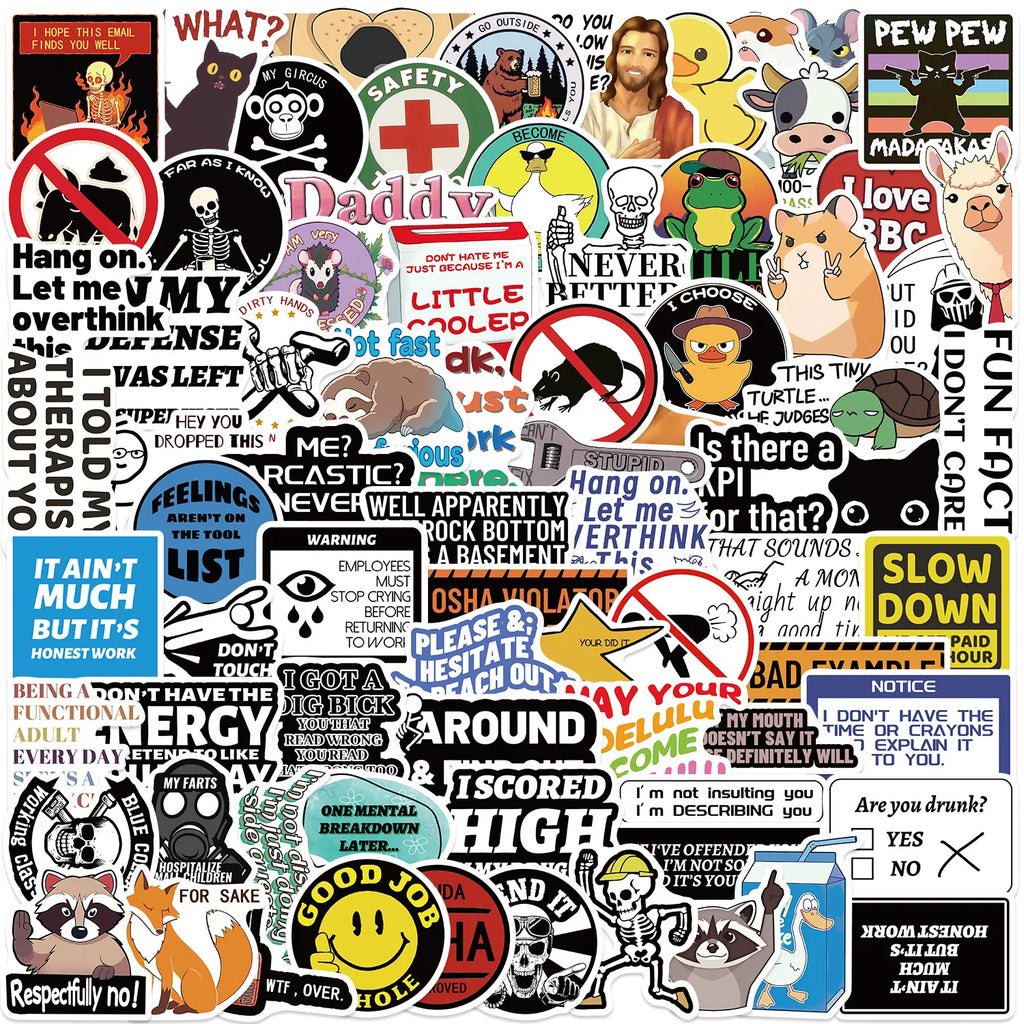 100Pcs Fun Prank Meme Stickers Decorate Guitar Notebook Luggage DIY Waterproof Stationary Stickers