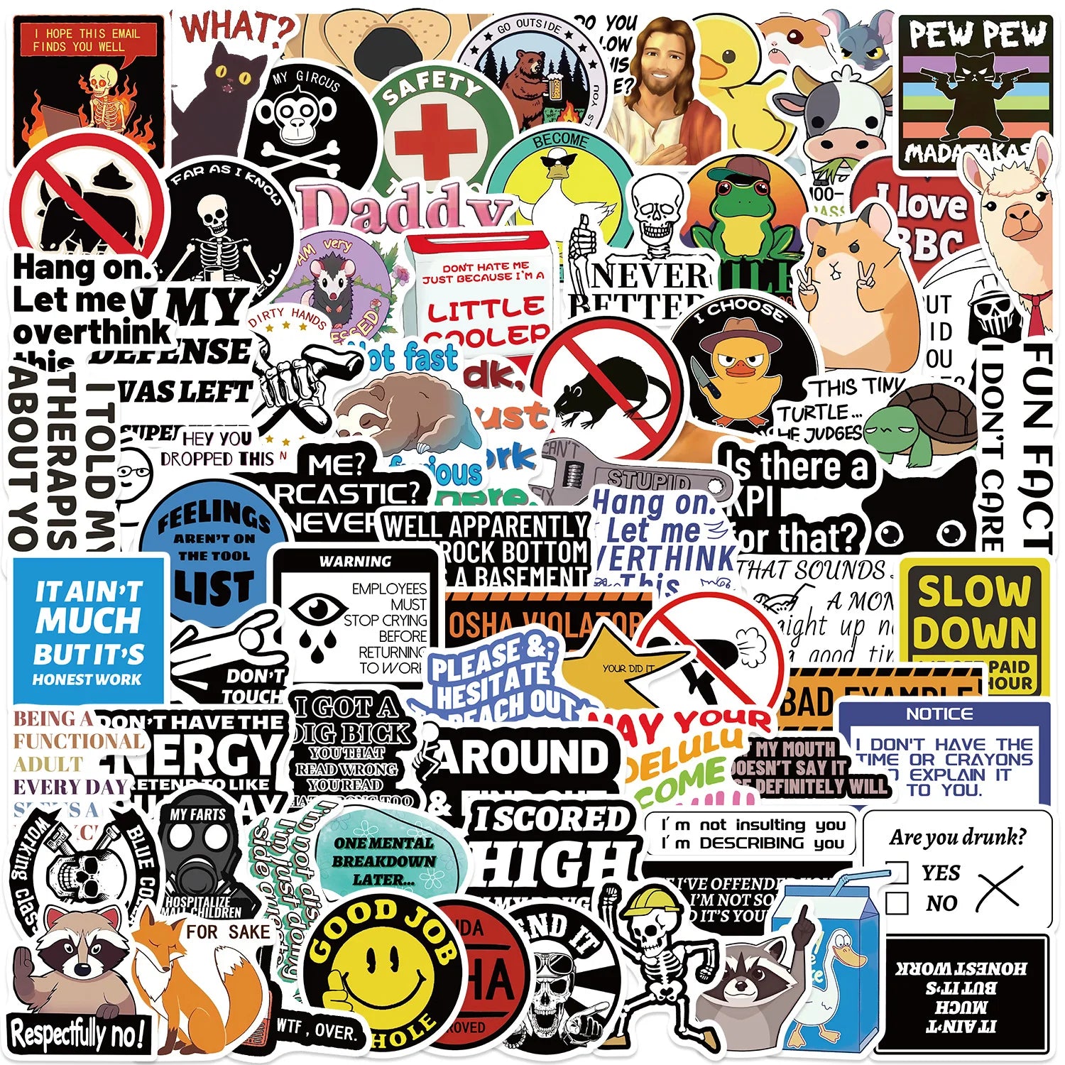 100Pcs Fun Prank Meme Stickers Decorate Guitar Notebook Luggage DIY Waterproof Stationary Stickers