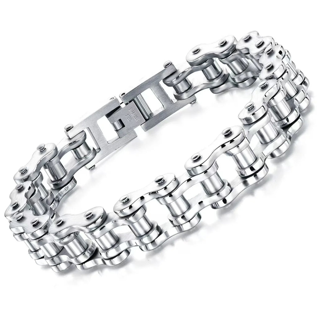 Cross-border European and American non-fading men's stainless steel trendy rock and roll bike motorcycle bracelet
