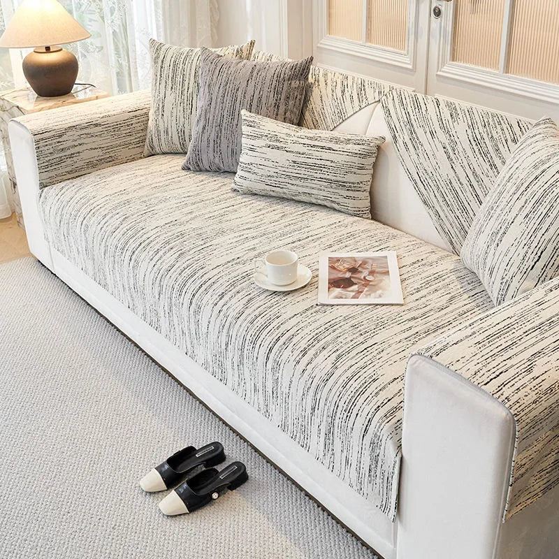 Solid Color Chenille Sofa Towel Thick Universal Sectional Sofa Cover Modern Furniture Dustproof Cover L-shape Couch Covers