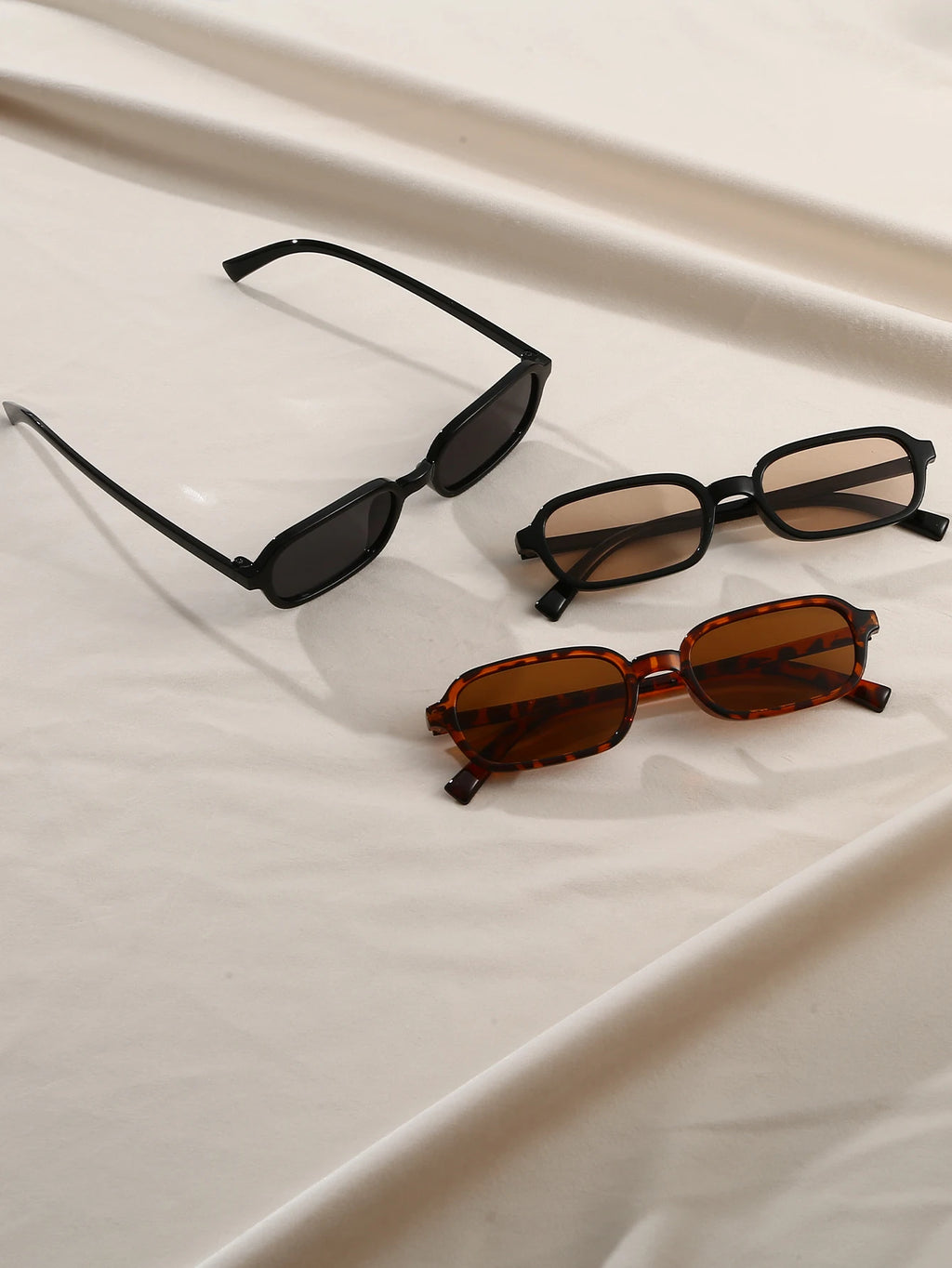 3pcs women's oval frame black tortoiseshell color matching combination suit personality trendy fashion glasses