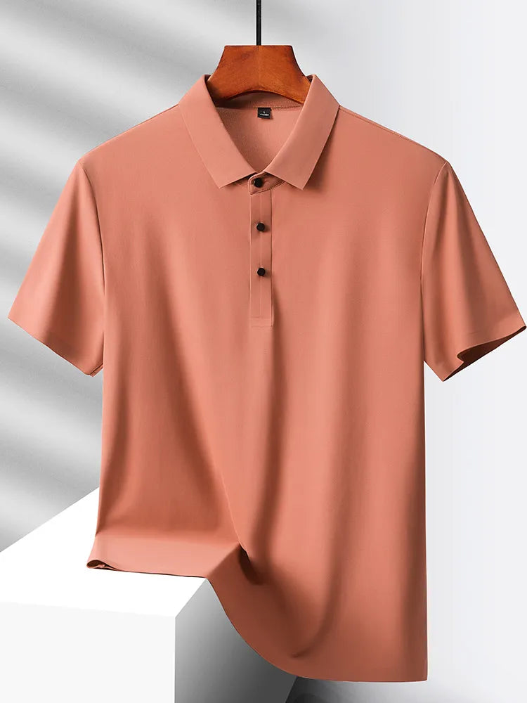 Selected popular nylon fabric, dad's summer clothing, middle-aged men's short sleeved T-shirt, summer ice silk quick drying, mid