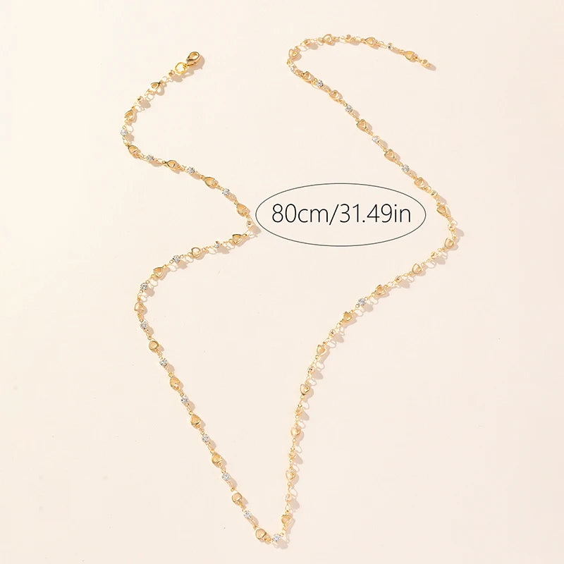Heart O-ring Slip Chain For Women Punk Rock Necklace Stainless Steel Cuban Long Necklace Trendy Simple Adjustable Y-Necklace