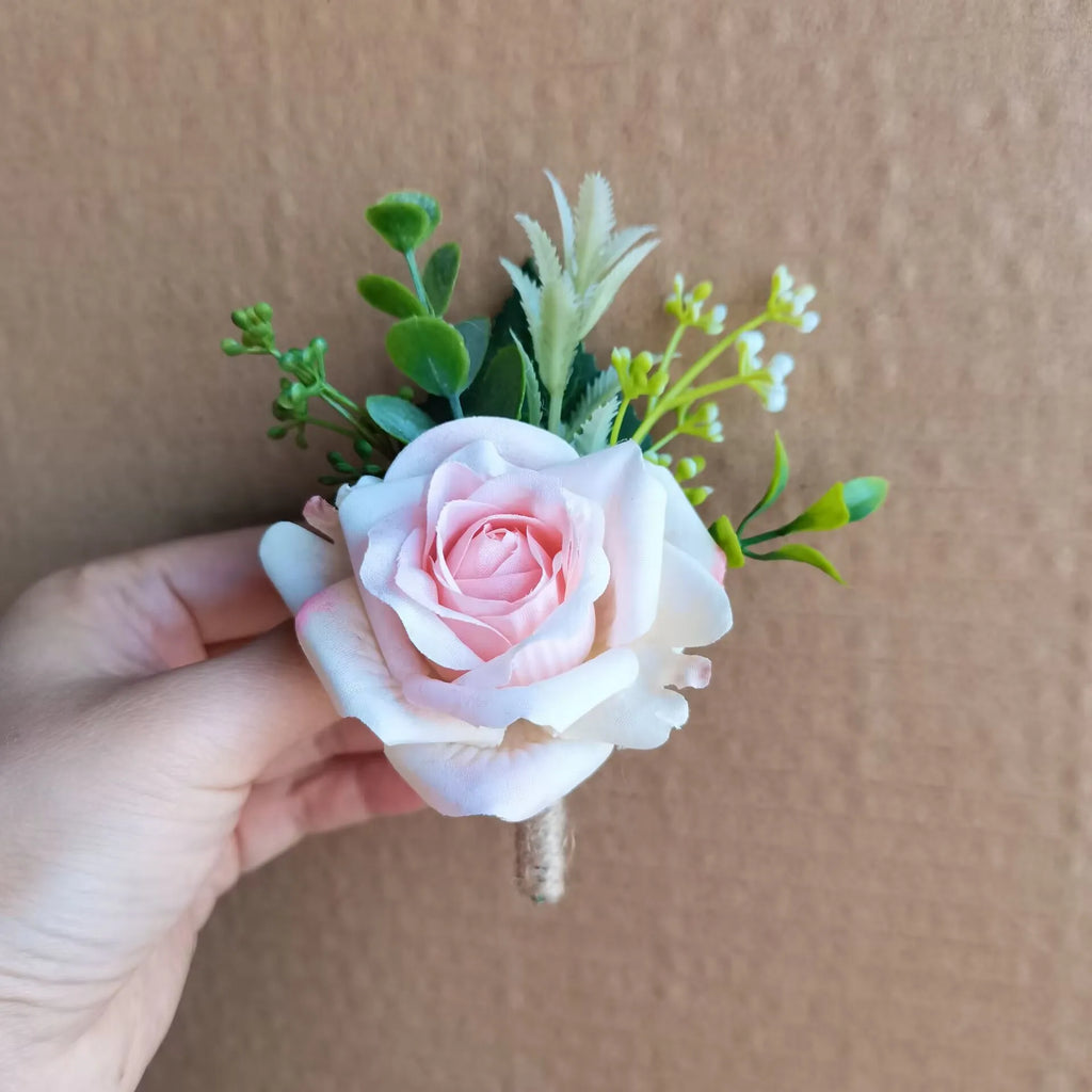 Corsage Men Wedding Rustic Boutonniere White Bridal Wrist Corsage Bridesmaid Groomsmen Party Meeting Personal Decorations
