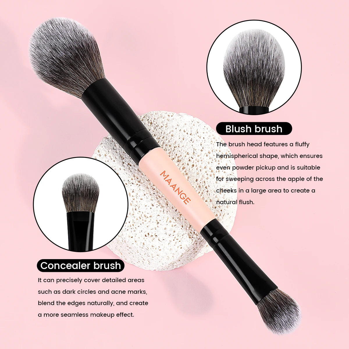 MAANGE 11pcs Makeup Brushes with Storage Bag Multi-purpose Facial Brush Powder Brush Powder Blusher Brush Eye Detail Brushes