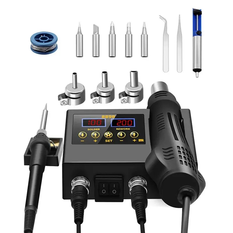 8898 2 in 1 Soldering Station Digital Display Hot Air Gun Welding Rework For Cell-Phone BGA SMD PCB IC Repair Solder Iron Tools
