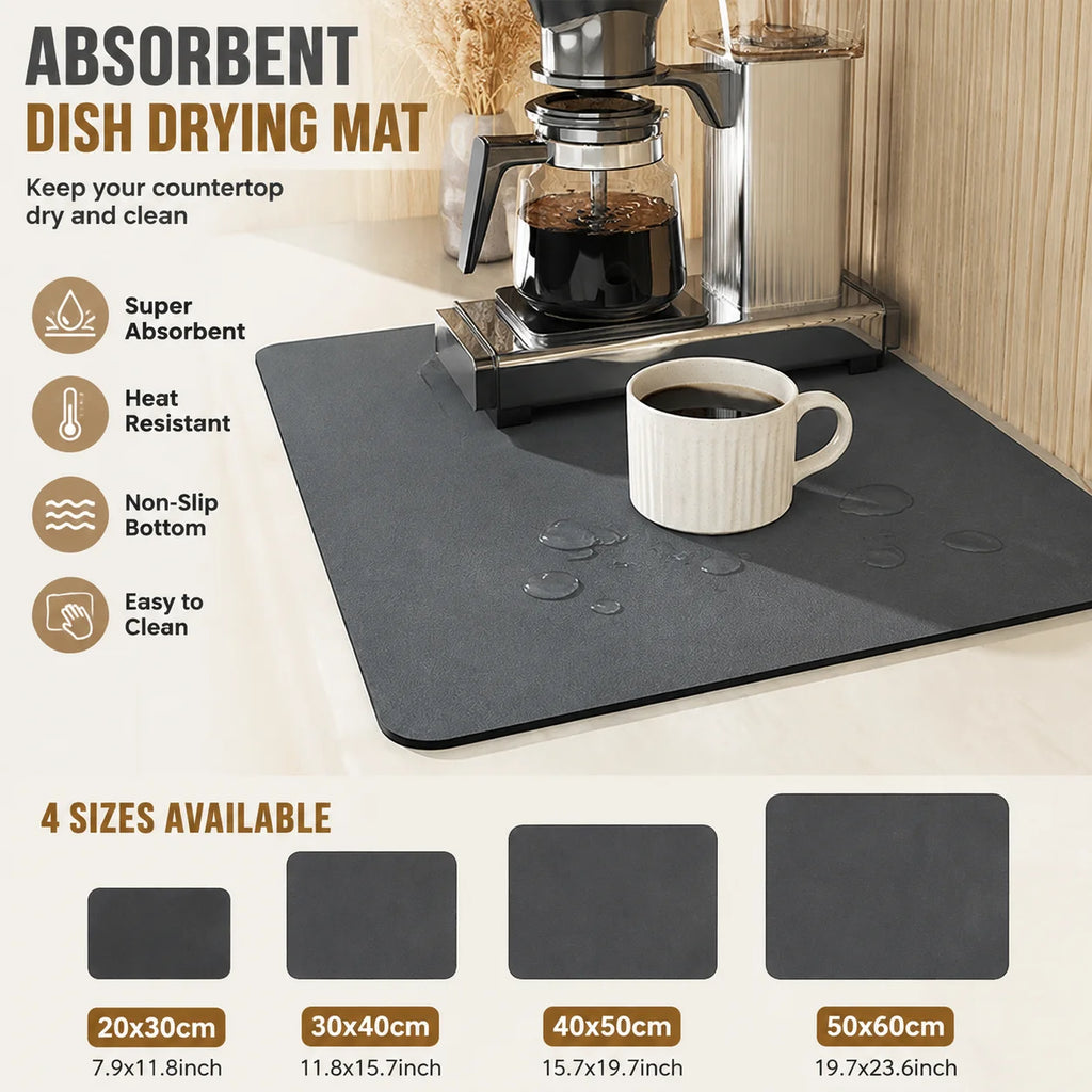 Super Absorbent Large Kitchen Absorbent Mat Antiskid Draining Coffee Dish Drying Mat Quick Dry Bathroom Drain Pad Tableware Mat