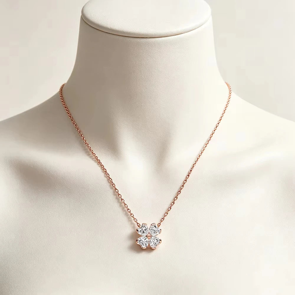 S925 silver clover thread lock bow necklace suitable for women's daily wear DIY exquisite jewelry gifts