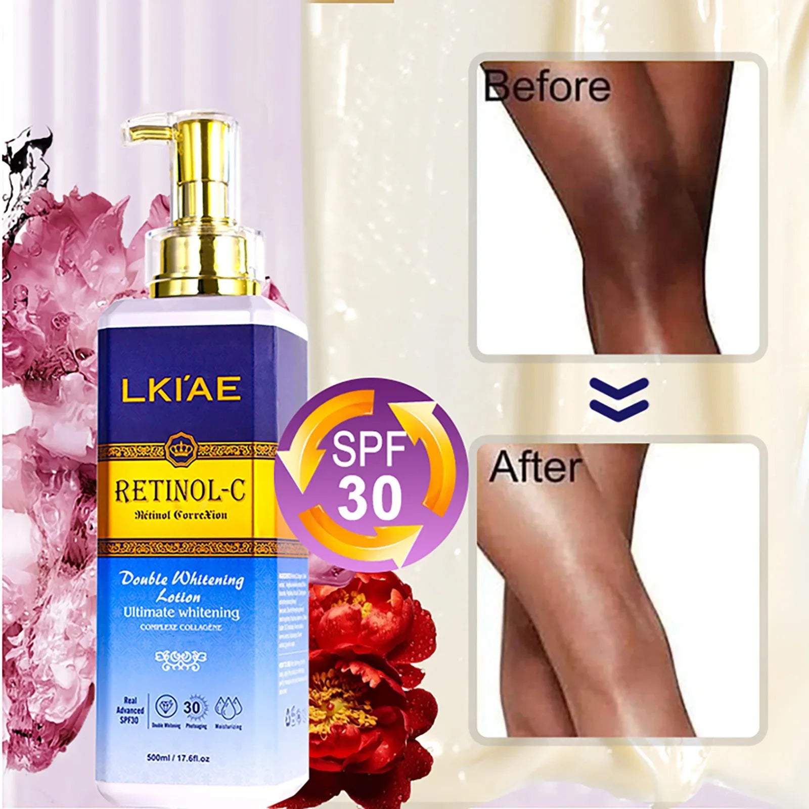 LKIAE Retinol Double Whitening Kit, Remove Wrinkles, Black Spots, Melanin, Moisturizing, Hydrate, Suitable for All Skin Types