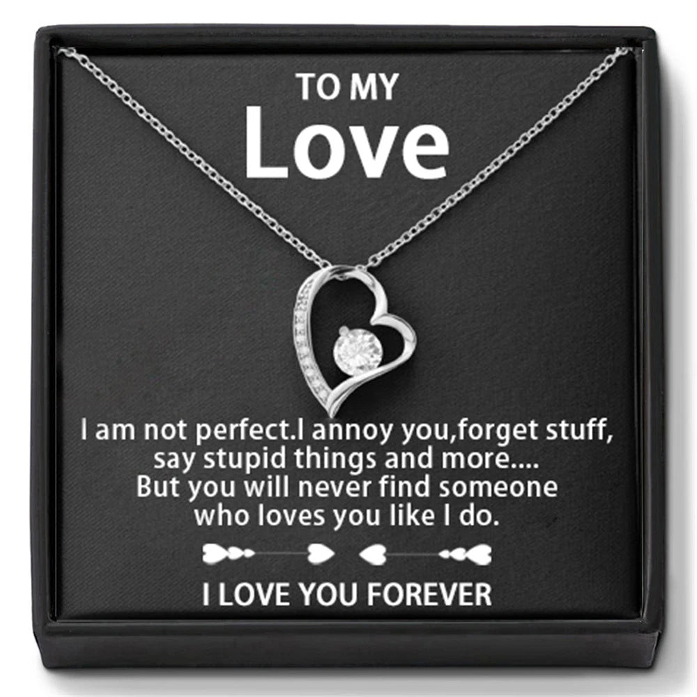 Jewelry To My Love 14K Gold or Silver Forever Love Pendant Necklace Gift For Wife Her Romantic Christmas Birthday Valentine Gift