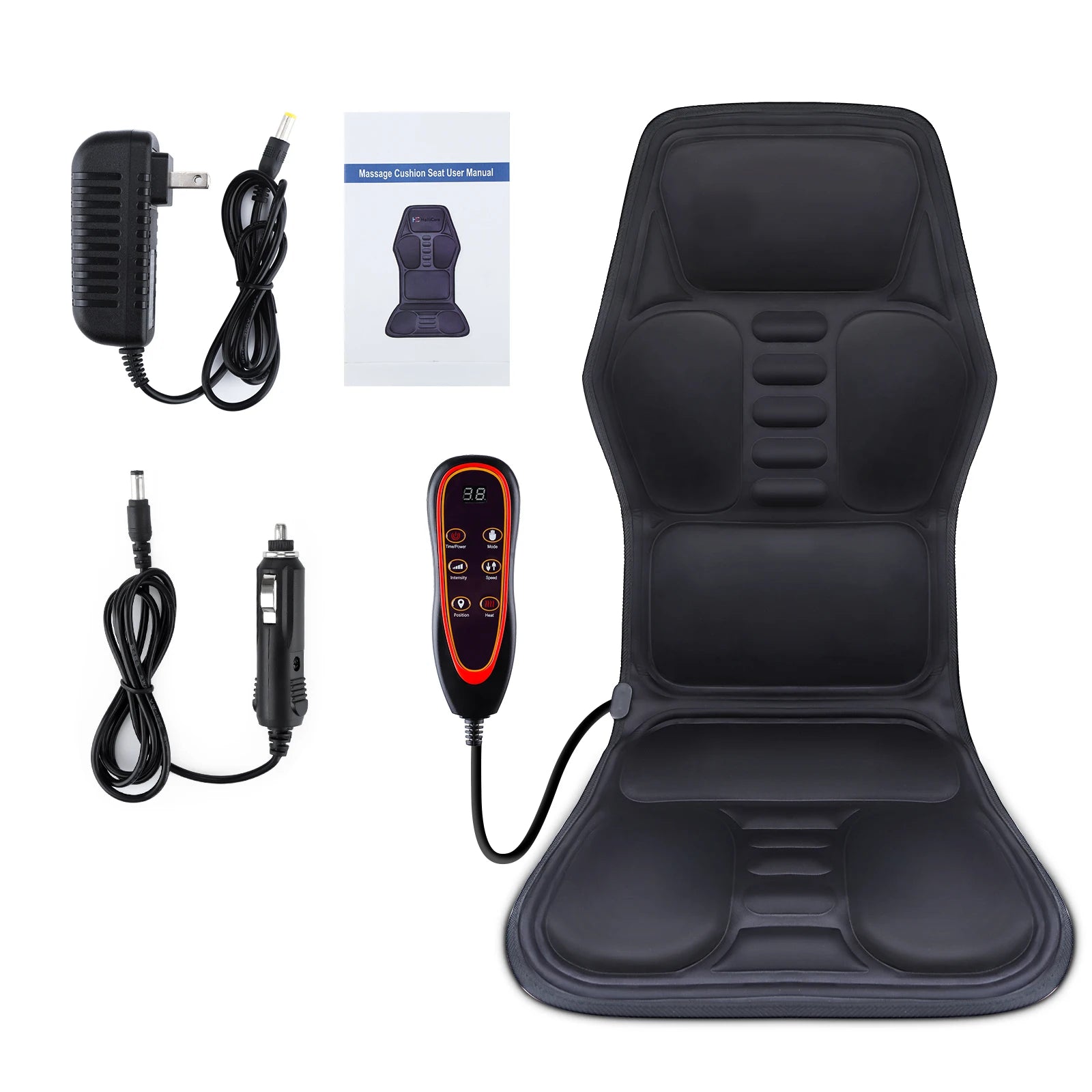 Electric Heating Back Waist Massager Shoulder Back Vibration Massage Mat for Chair Sofa Car Office Home Back Massage Hot Pad