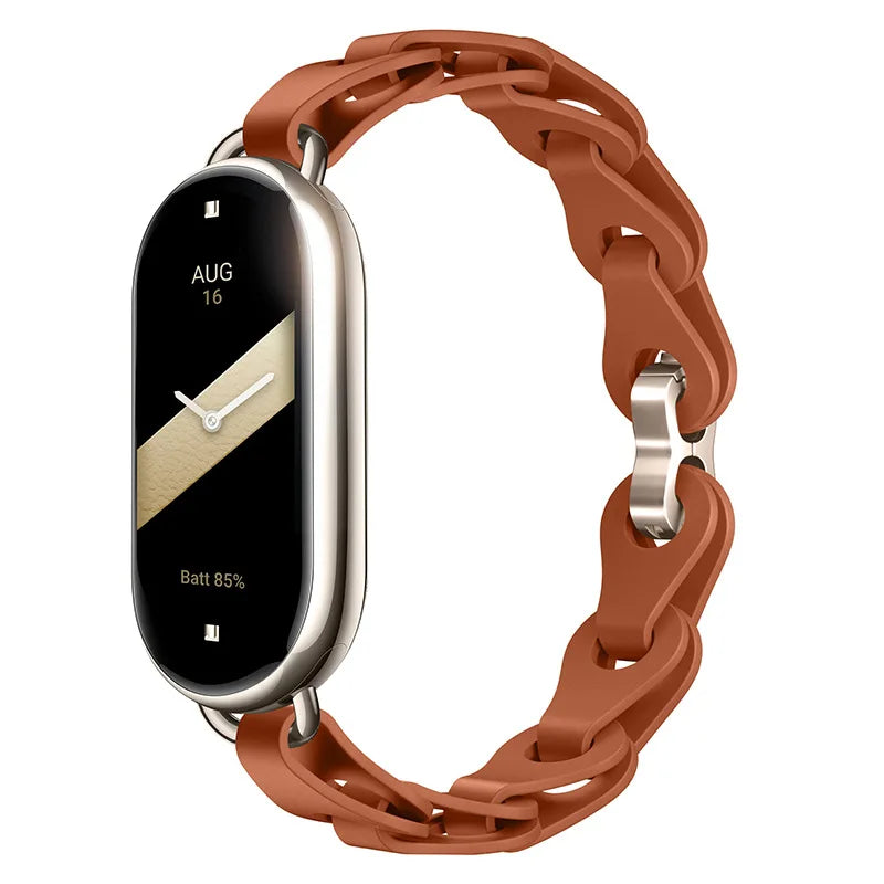 Rubber Strap for Xiaomi Mi Band 9 Stainless Steel Buckle Bracelet for Miband 8 NFC Fashion Lady Style Replacement Silicone Band