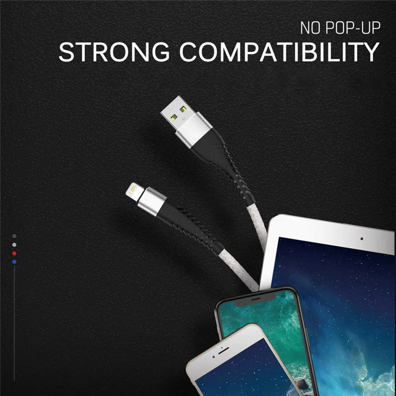 3A Fast Charging USB Cable for iPhone 14 13 12 11 Pro Max Xs X XR 6 6s 7 8 Plus iPad Mobile Phone Charger Cord Data Wire 2m 3m