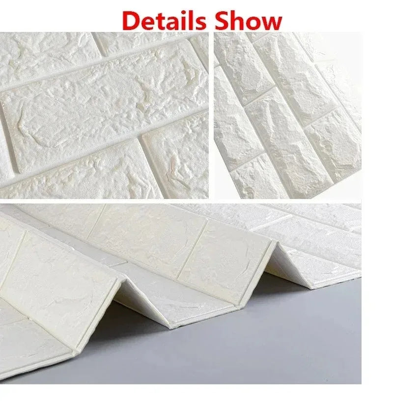 3D Decorative Faux Brick Wallpaper 70cmx100cm Self Adhesive Waterproof Stain Resistant Wall Sticker Kitchen Living Room Decor