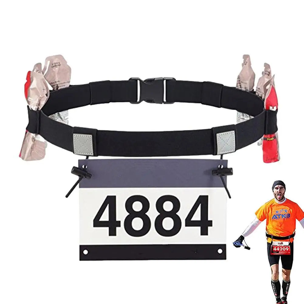 Ironman Triathlon Marathon Running Belt Adjustable Elastic Belt for Outdoor Sports Cycling Lightweight Number Plate Holder Belt