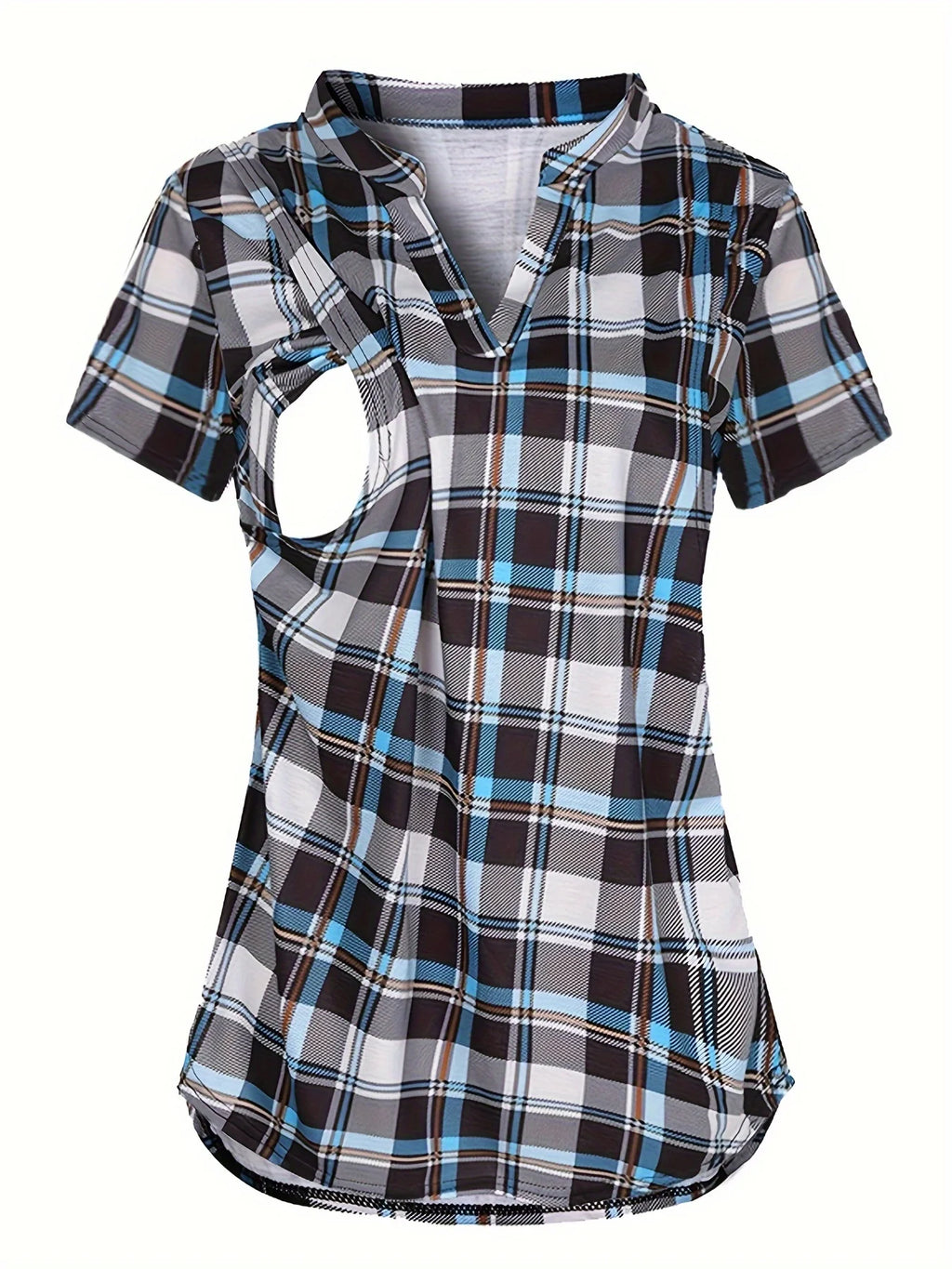 Women's Maternity Breastfeeding T-shirt V-Neck Solid Color Short Sleeve Nursing Tops Clothes for Pregnant Women