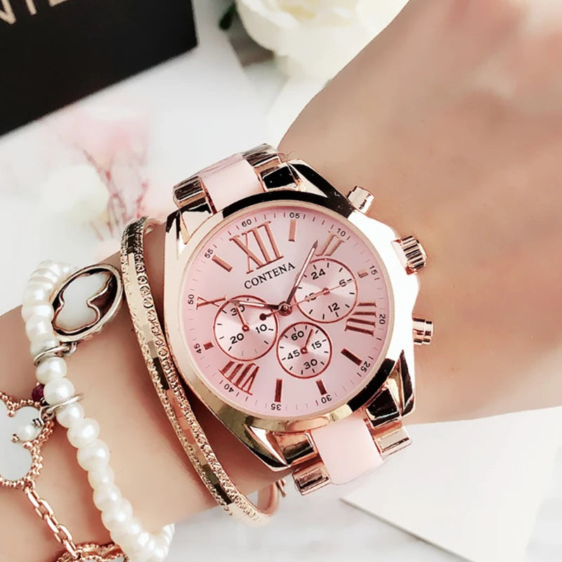 CONTENA Top Brand Luxury Watches for Women Fashion Creative Steel Bracelet Women's Watches Ladies Quartz Watch Reloj Mujer