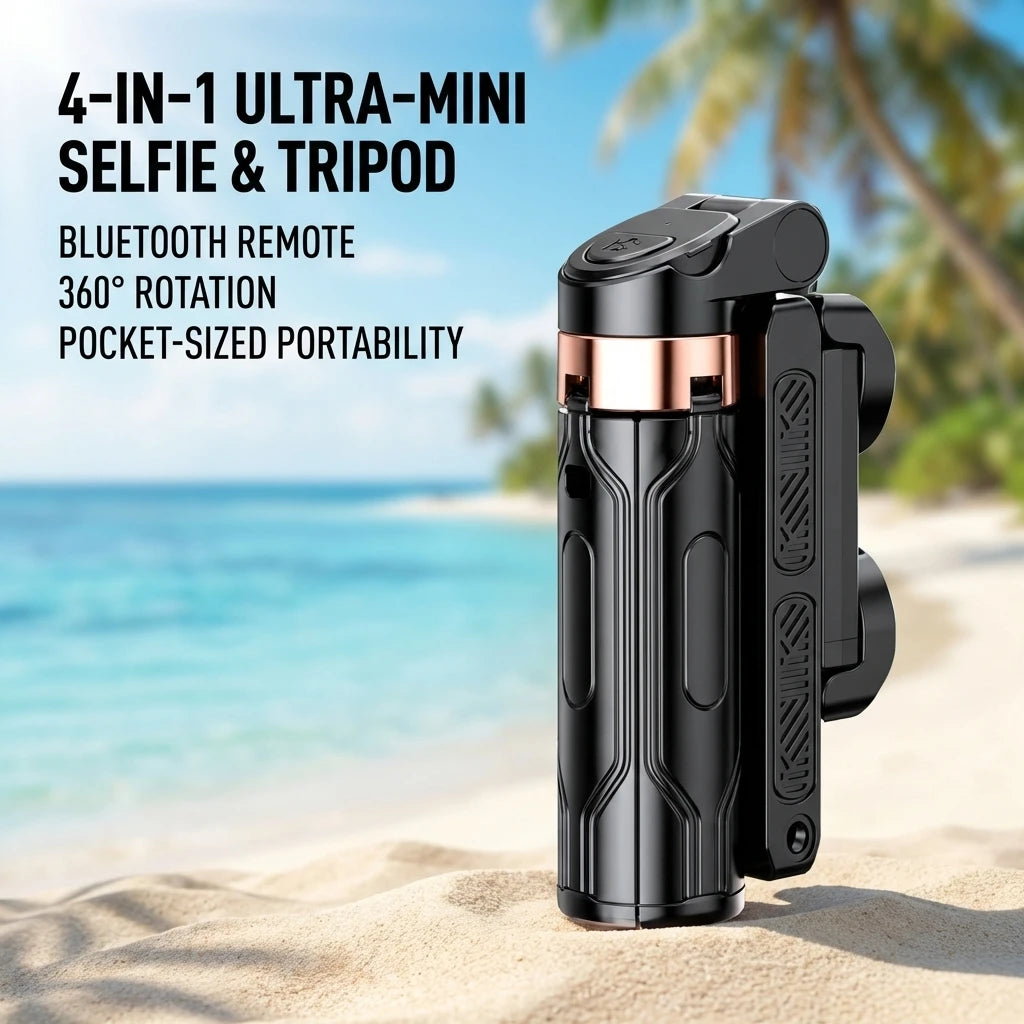 Super Mini Portable Selfie Stick with Bluetooth Remote Versatile Integrated Design Phone Holder for Live Broadcasts