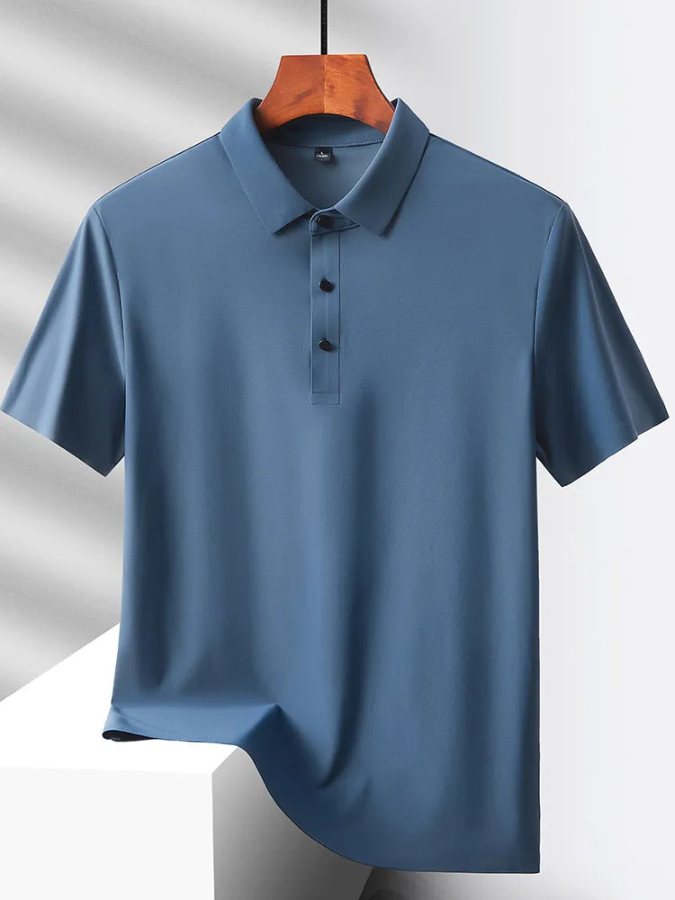 Selected popular nylon fabric, dad's summer clothing, middle-aged men's short sleeved T-shirt, summer ice silk quick drying, mid