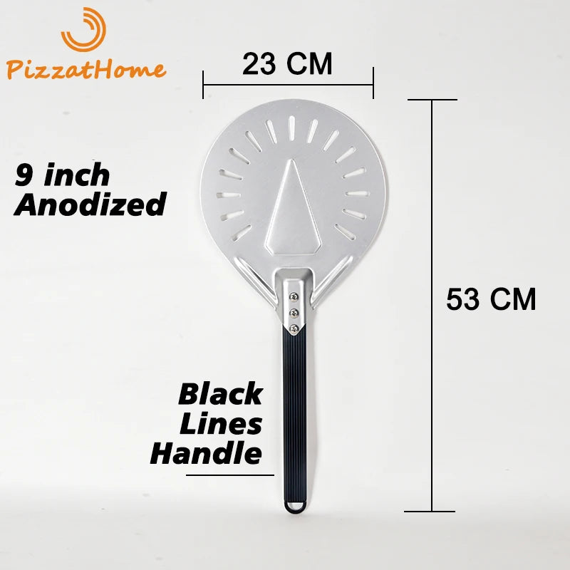 PizzAtHome Long Handle 7/ 8/ 9 Inch Perforated Pizza Turning Peel Pizza Shovel Aluminum Pizza Peel Paddle Small Pizza Tool