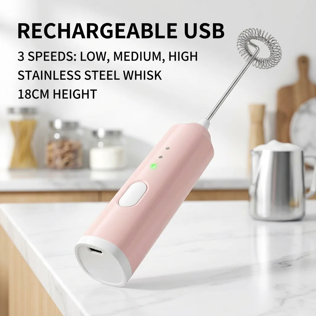 1 PCS USB Rechargeable Handheld Egg Beater 3 Speeds Electric Milk Frother Foam Maker Mixer Coffee Drink Frothing Wand Foamer