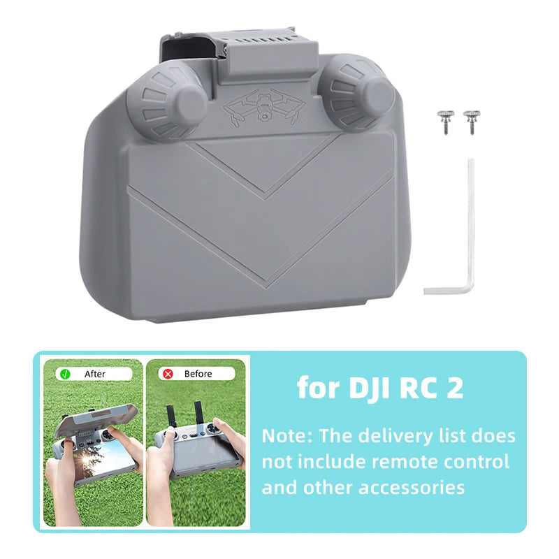 BRDRC RC 2 Sun Hood Joysticks Protector Sunshade for DJI Mini 4 Pro/Air 3/NEO/Flip RC 2 Remote Controller Full Screen Protection