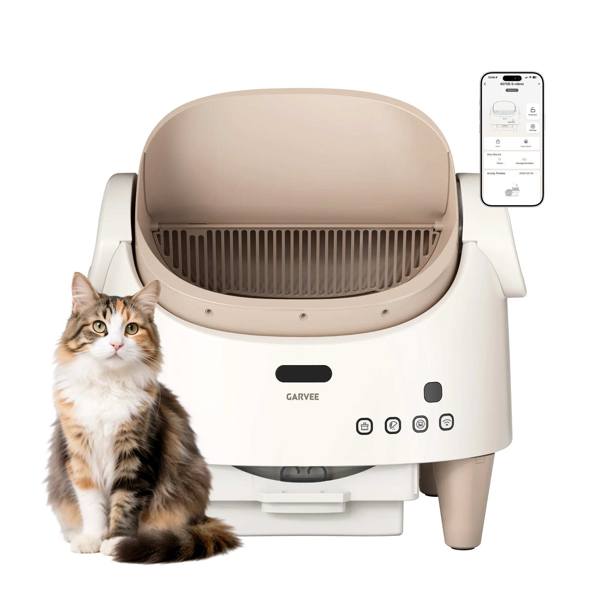 Self Cleaning Smart Litter Box APP Controlled Automatic Odor-Free Cat Toilet with Large Waste Bin for Single Multi Cats